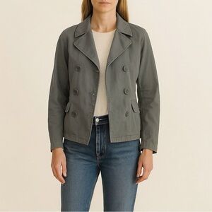 NILI LOTAN Double Breasted Cotton Blazer Jacket